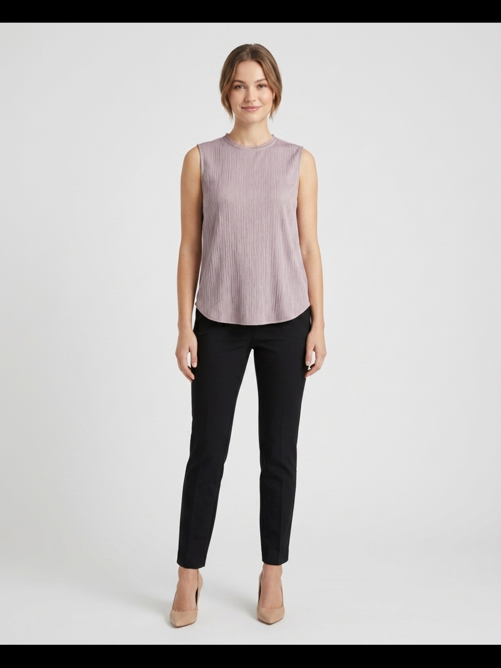 RW&CO. Sleeveless Pleated Top in Dusty Lavender